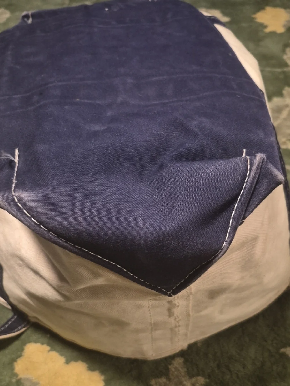 L.L. Bean Canvas Duffel Bag in Beige and Navy